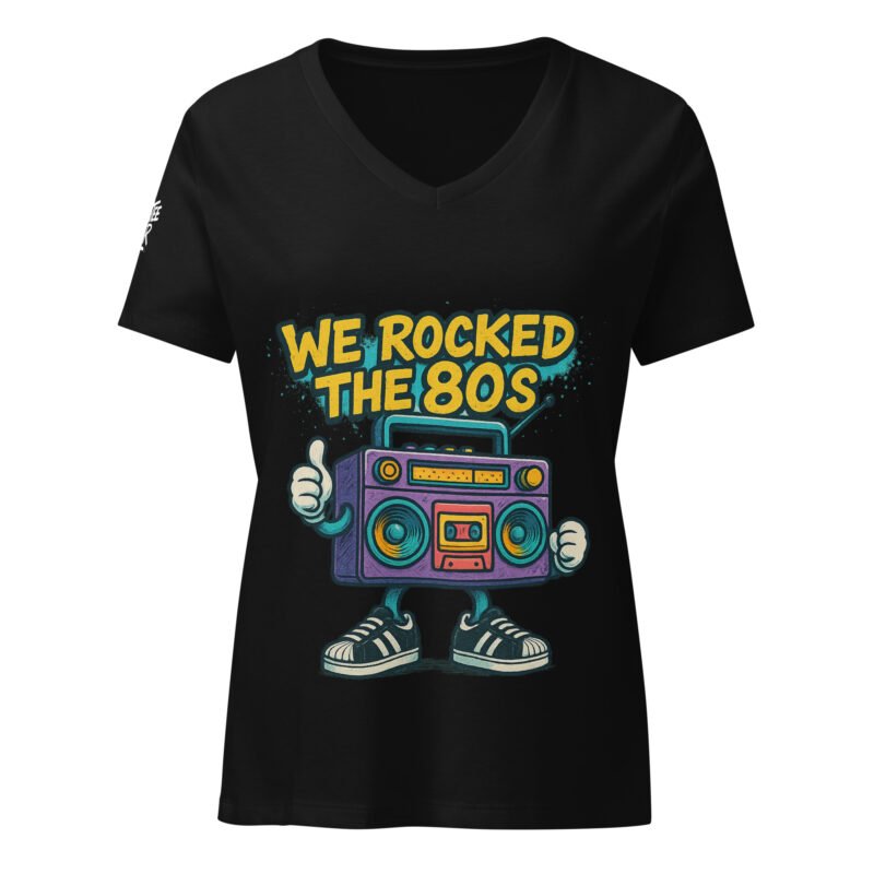 Who Rocked The 80s Women’s Relaxed V-Neck t-Shirt / RockaTeeWear