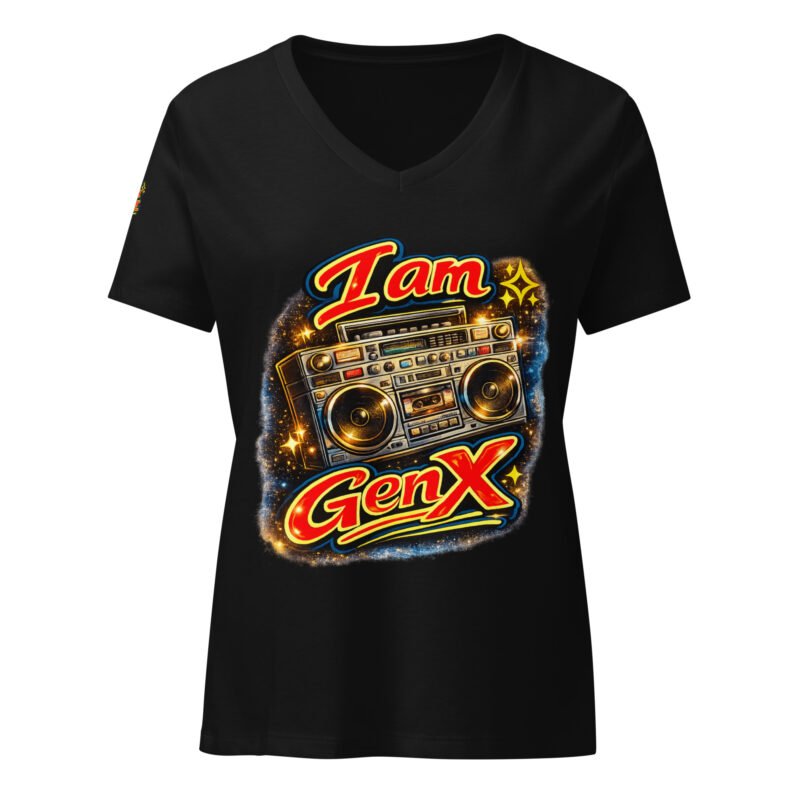 I Am GenX Custom Women’s Relaxed V-Neck t-Shirt / RockaTeeWear