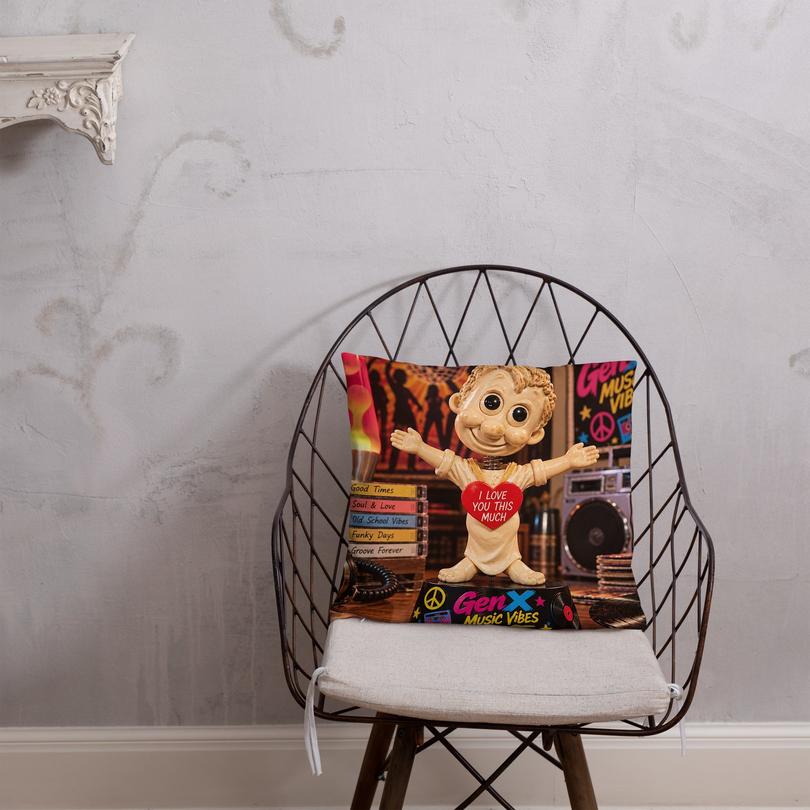 Gen X Music Vibes – Peace & Harmony Festival Limited Edition Bobblehead Pillow / RockAteeWear - Image 13