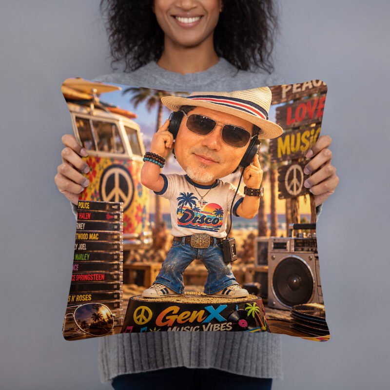 GenX Music Vibes Presents: Disco Mike – The Groove Don't Retire! – Limited Edition Bobblehead Pillow / RockAteeWear