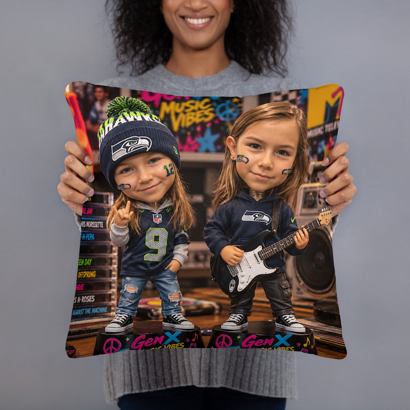 GenX Music Vibes Presents: Sisters Rock – Double the Sass, Double the Class! – Limited Edition Bobblehead Pillow / RockAteeWear
