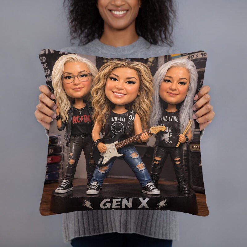 GenX Music Vibes Presents: Three Chicks, Zero Chill! – Limited Edition Bobblehead Pillow / RockAteeWear