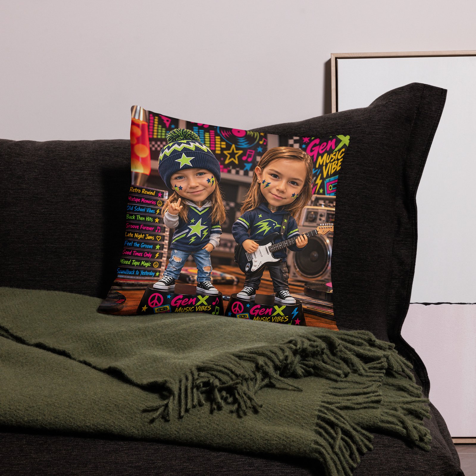 Gen X Music Vibes – Little Rock Stars Limited Edition Bobblehead Pillow / RockAteeWear - Image 5