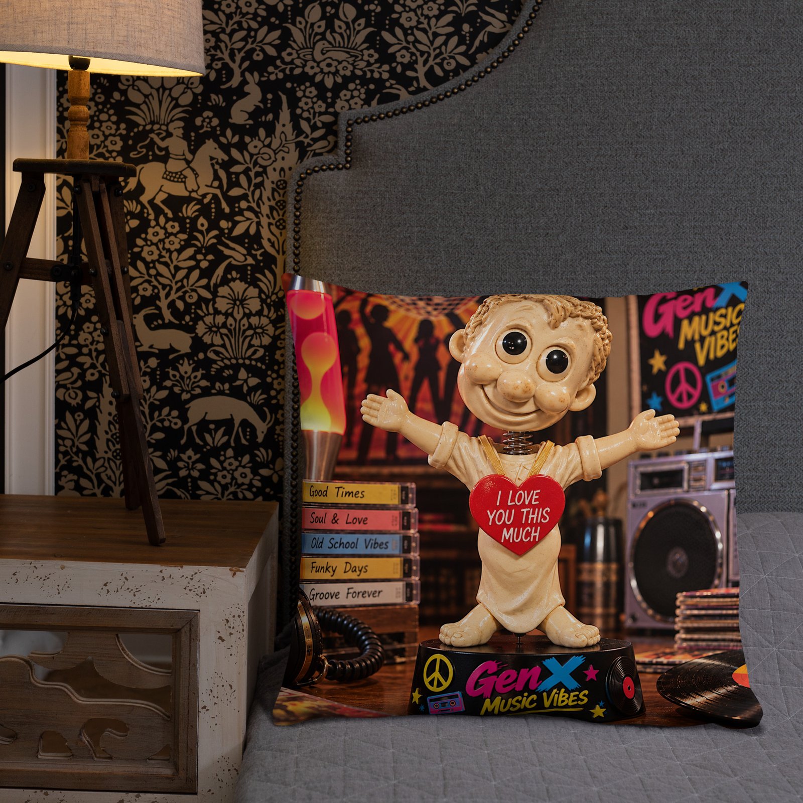 Gen X Music Vibes – Peace & Harmony Festival Limited Edition Bobblehead Pillow / RockAteeWear - Image 26