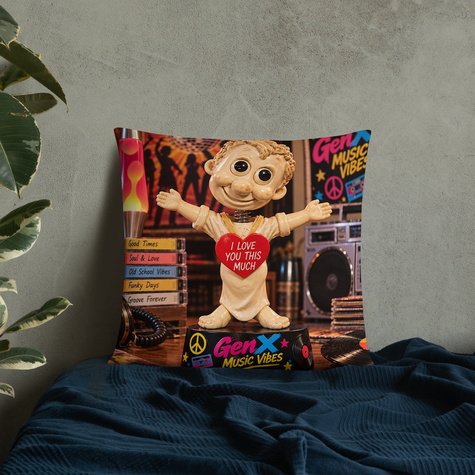 Gen X Music Vibes – Peace & Harmony Festival Limited Edition Bobblehead Pillow / RockAteeWear - Image 32