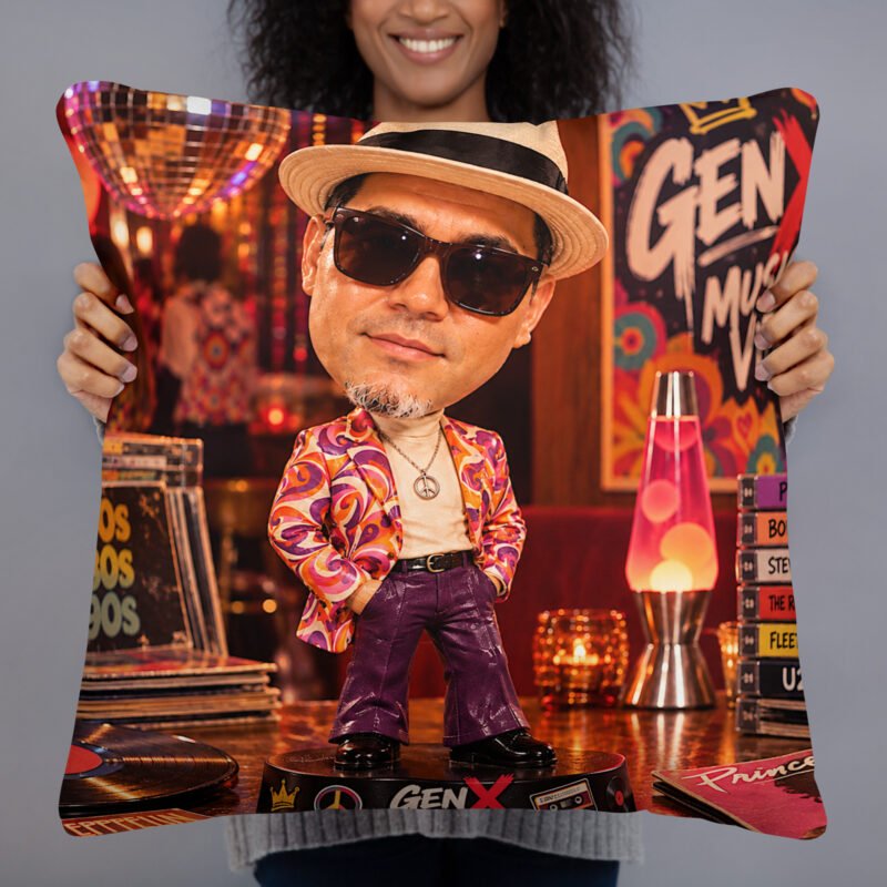 GenX Music Vibes Presents: Retro Throw – Back in the Day, Still Slayin'! – Limited Edition Bobblehead Pillow / RockAteeWear