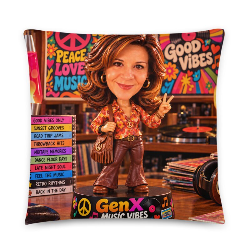 Gen X Music Vibes – Flower Power Groove Limited Edition Bobblehead Pillow / RockAteeWear