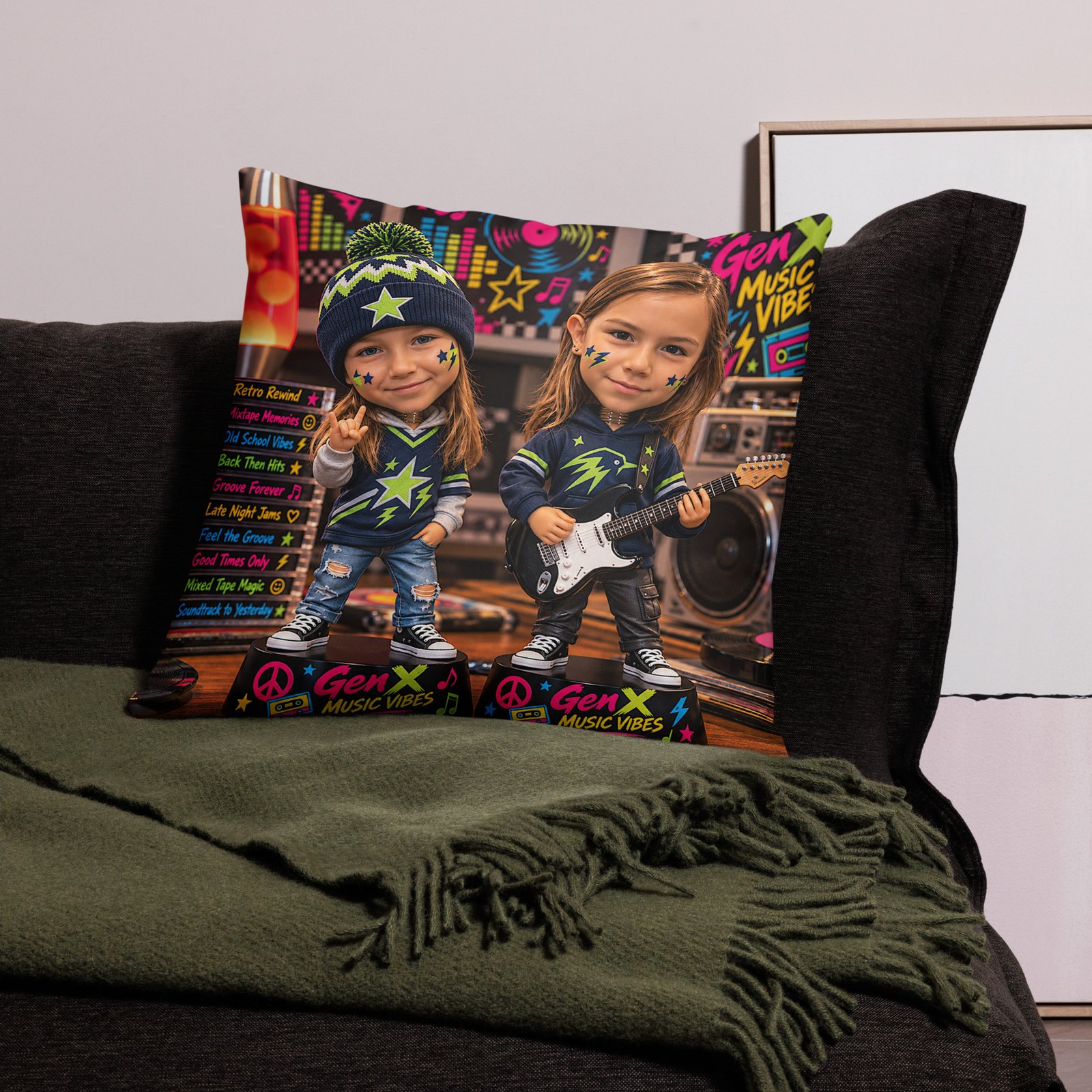 Gen X Music Vibes – Little Rock Stars Limited Edition Bobblehead Pillow / RockAteeWear - Image 7