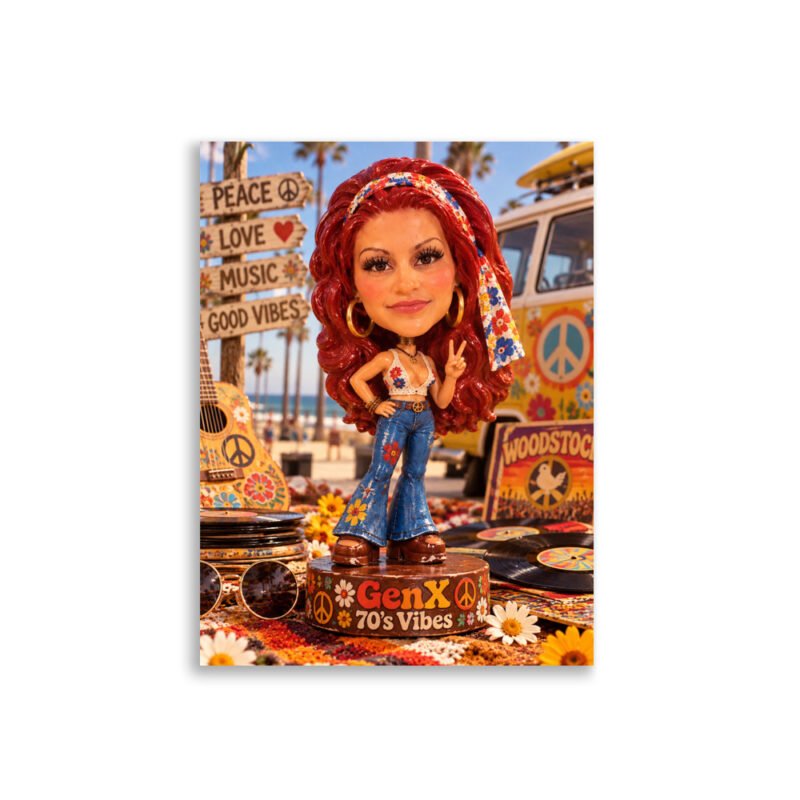 Peace, Love & Flower Power – Limited Edition Bobblehead Poster / RockAteeWear