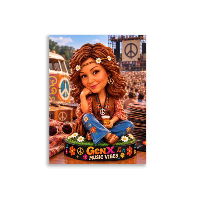 Flower Child at Woodstock – Limited Edition Bobblehead Poster / RockAteeWear
