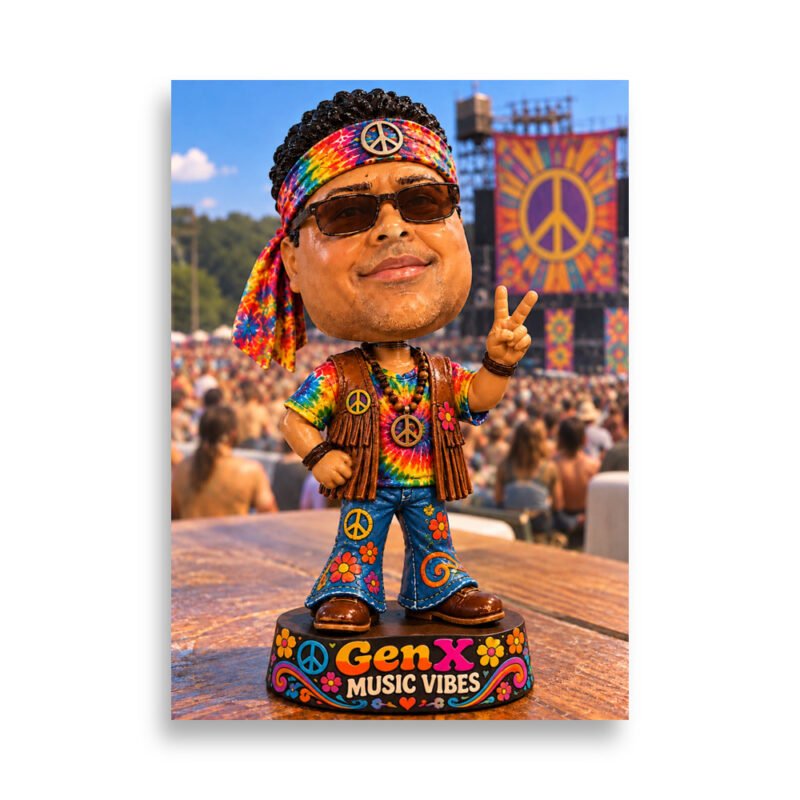 Gen X Music Vibes – 70s Peace & Love Limited Edition Bobblehead Poster / RockAteeWear