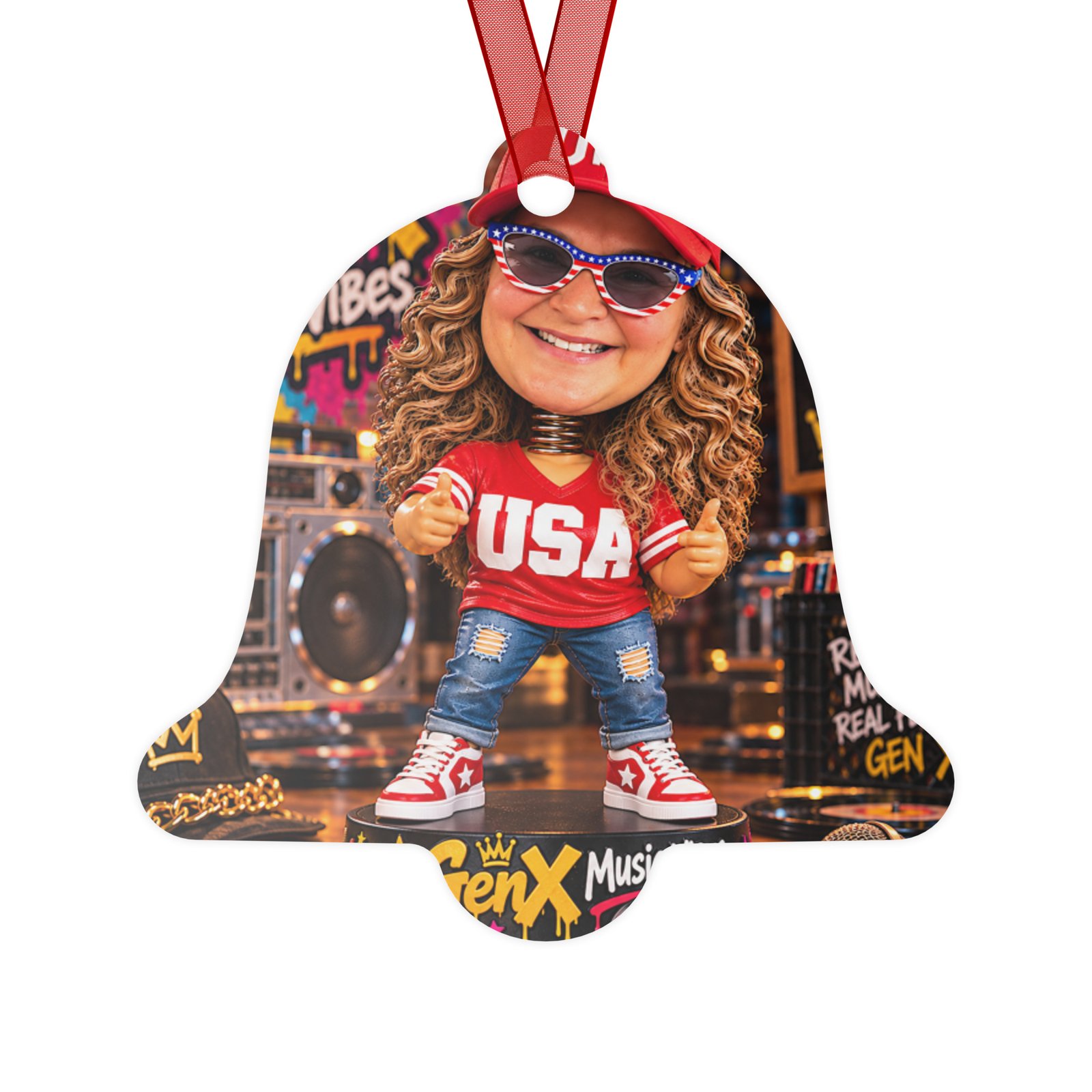 Gen X Music Vibes – USA Street Beat Limited Edition Bobblehead Christmas Ornament / RockAteeWear - Image 5