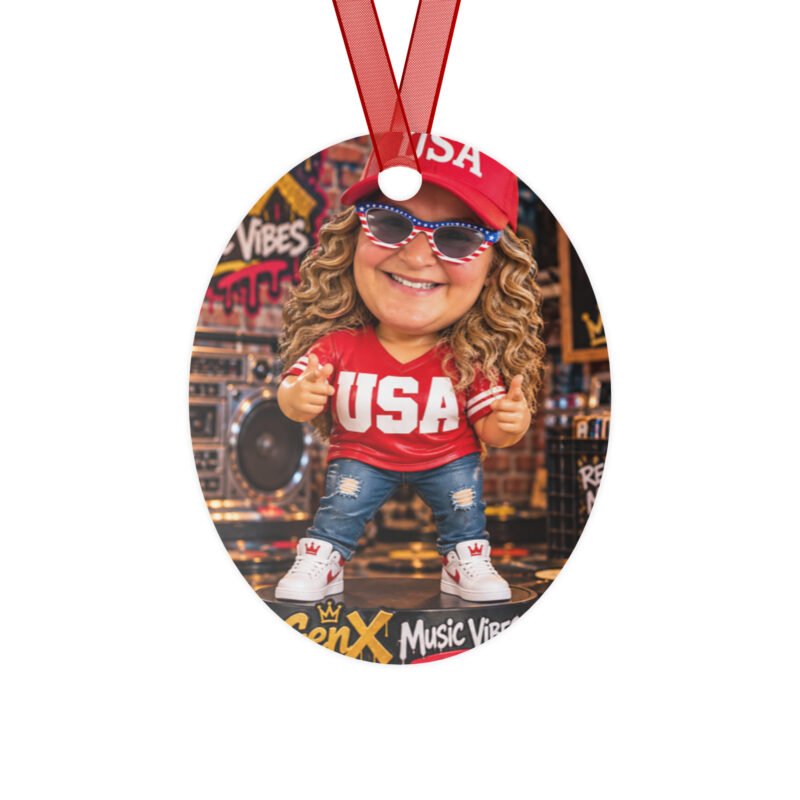 GenX Music Vibes – All-American Girl Metal Ornament | RockATeeWear