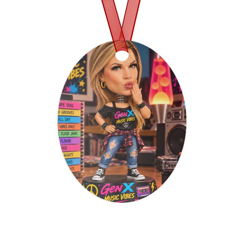 GenX Music Vibes – Limited Edition Blonde Rebel Bobblehead Metal Christmas Ornament / RockATeeWear