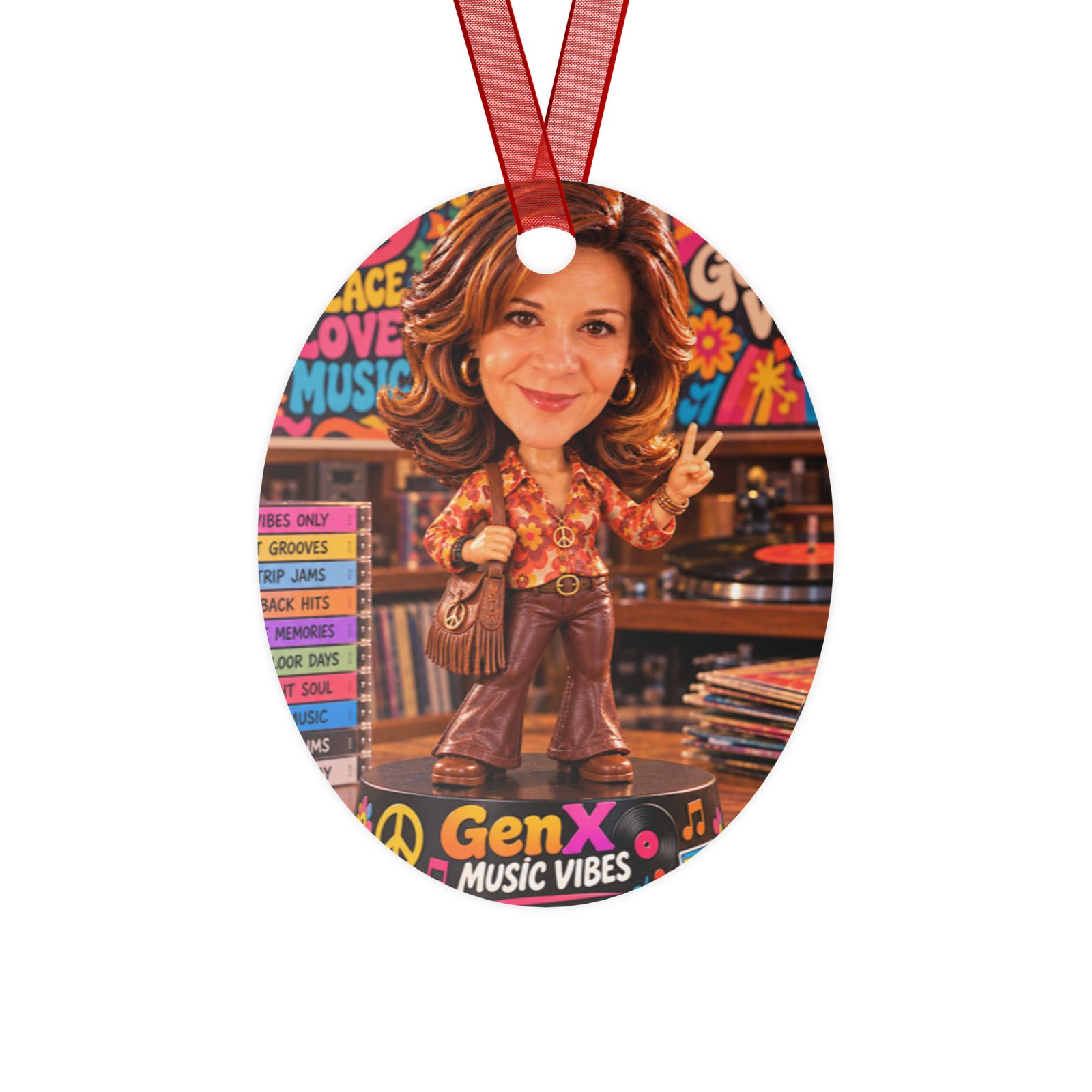 Gen X Music Vibes – Retro Flower Power Limited Edition Bobblehead Ornament / RockAteeWear