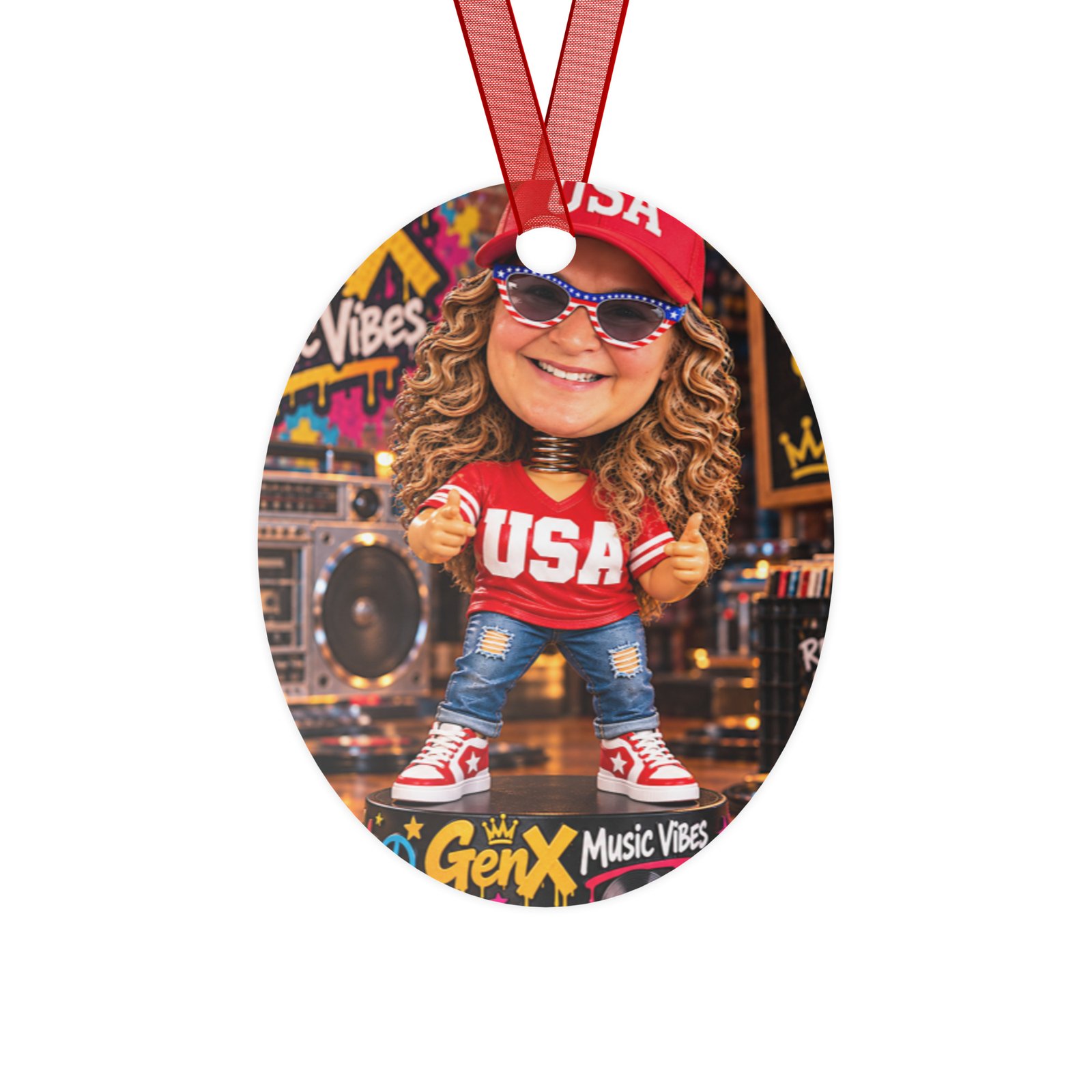 Gen X Music Vibes – USA Street Beat Limited Edition Bobblehead Christmas Ornament / RockAteeWear - Image 2