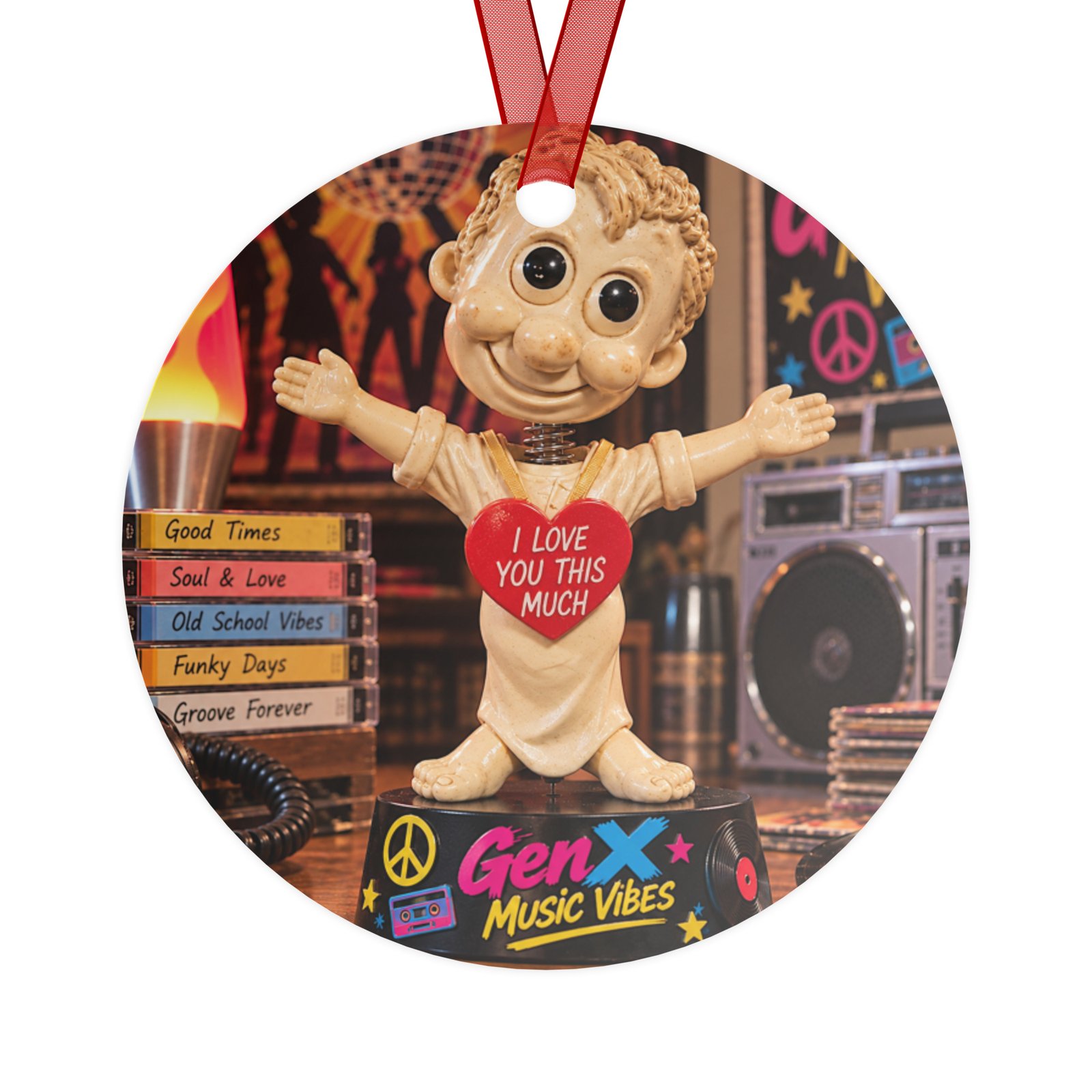Gen X Music Vibes – USA Street Beat Limited Edition Bobblehead Christmas Ornament / RockAteeWear - Image 4