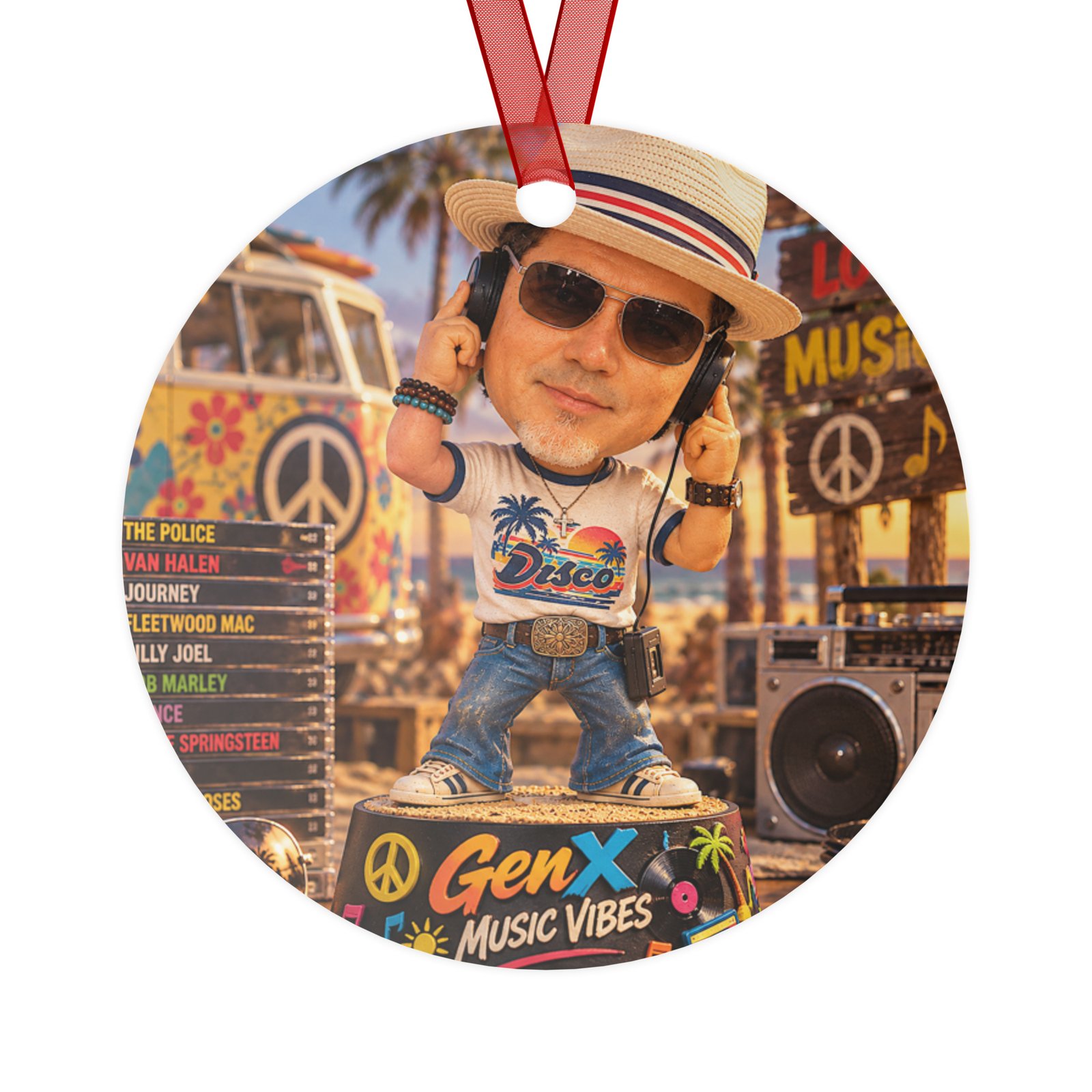 GenX Music Vibes – 70s Disco King Metal Ornament | RockATeeWear - Image 3