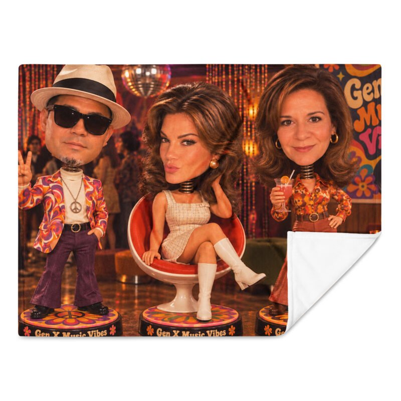 Gen X Music Vibes Party – Limited Edition Bobblehead Throw Blanket / RockAteeWear